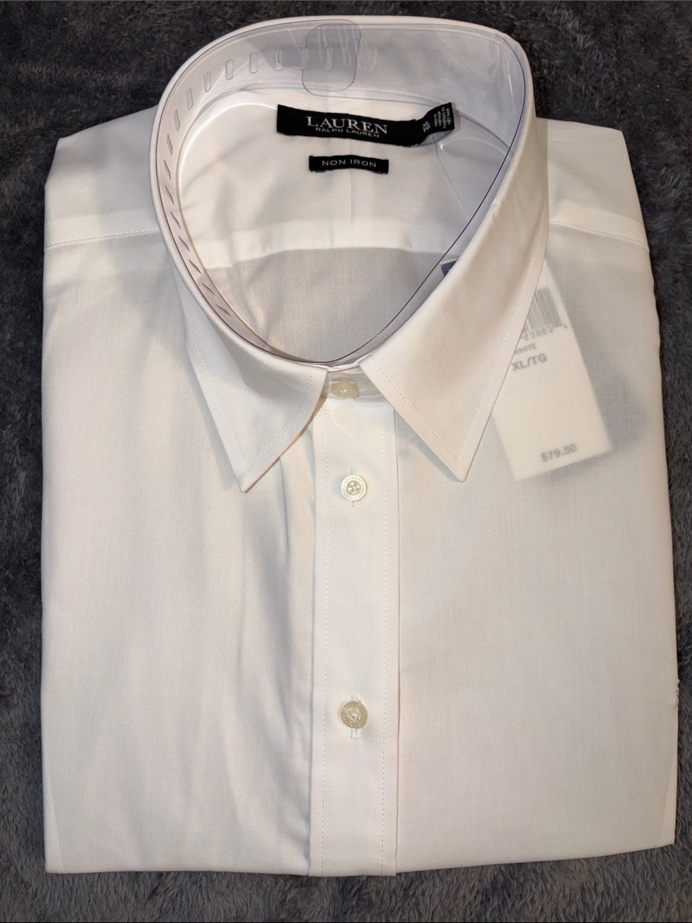 Lauren Ralph Lauren White Spread Collar Non-Iron Dress Shirt
